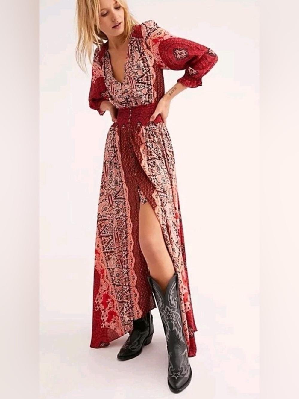 Free People Mexicali Rose Boho Maxi Dress